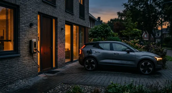 Laadpaal bij een moderne woning